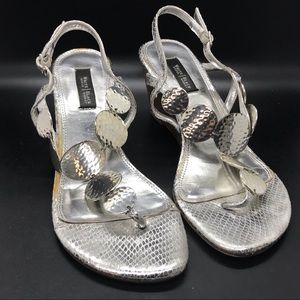 White House | Black market silver wedge heels